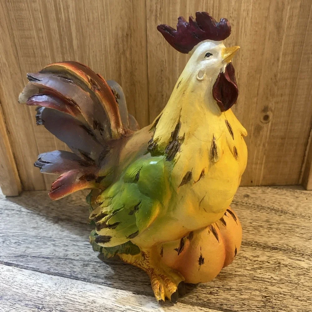 Vintage Rooster, Colorful, Resin Figurine Country Decor Farmhouse Figuring